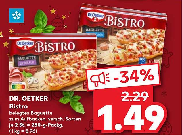 Dr. Oetker Bistro Belegtes Baguette, versch. Sorten, 2 St. - 250-g-Packung