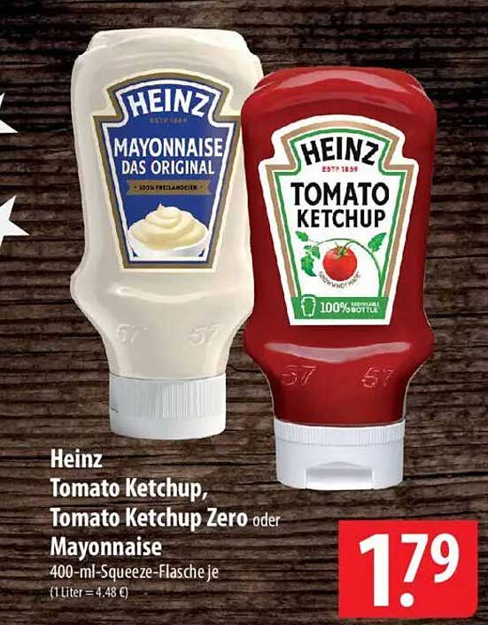 Heinz Tomato Ketchup, Tomato Ketchup Zero oder Mayonnaise