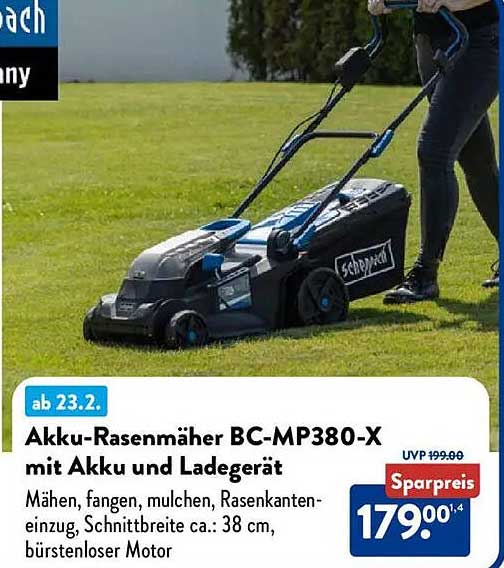 Akku-Rasenmäher BC-MP380-X mit Akku und Ladegerät