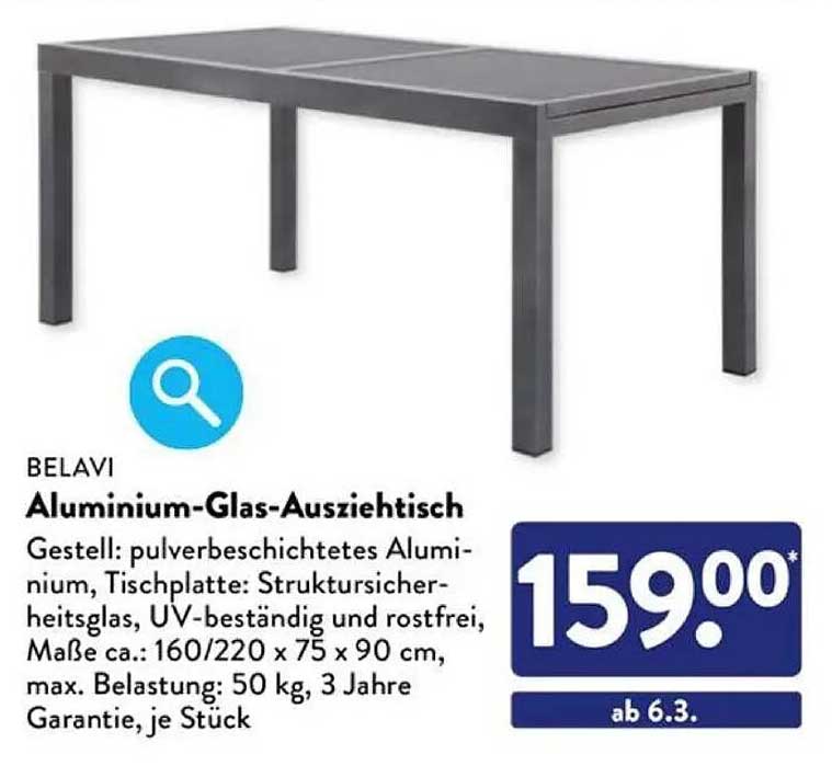 Aluminium-Glas-Ausziehtisch