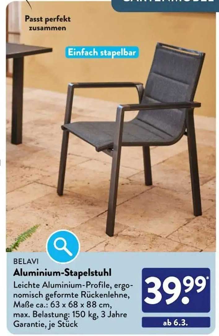 Aluminium-Stapelstuhl