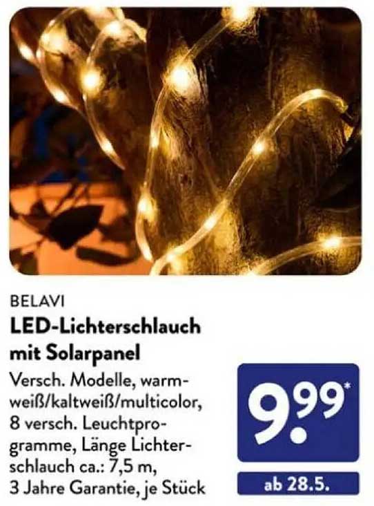 BELAVI LED-Lichterschlauch mit Solarpanel