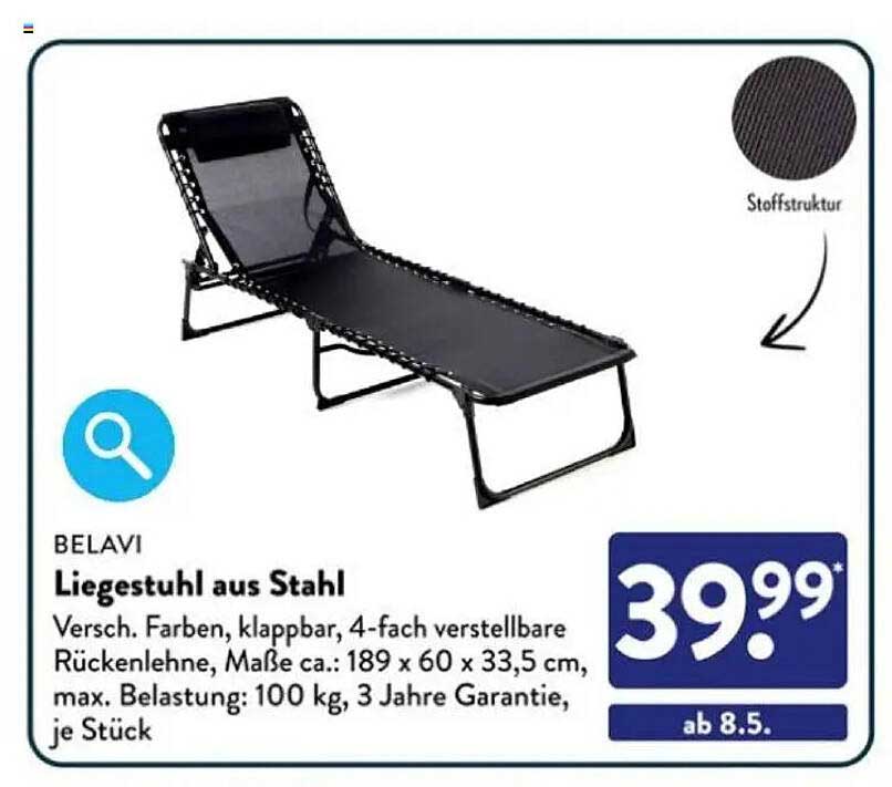 BELAVI Liegestuhl aus Stahl