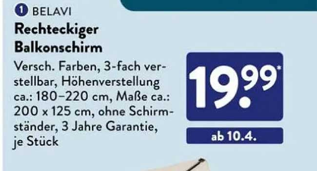 Rechteckiger Balkonschirm