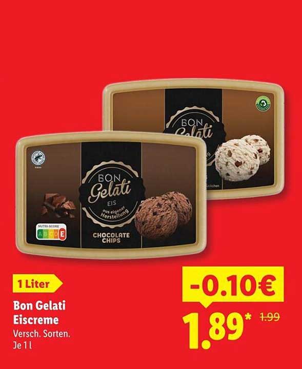 Bon Gelati Eiscreme Versch. Sorten. Je 1l