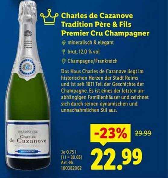 Charles de Cazanove Tradition Père & Fils Premier Cru Champagner