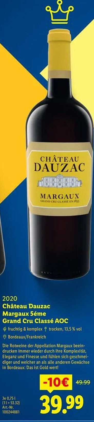 Château Dauzac Margaux 5ème Grand Cru Classé AOC 2020