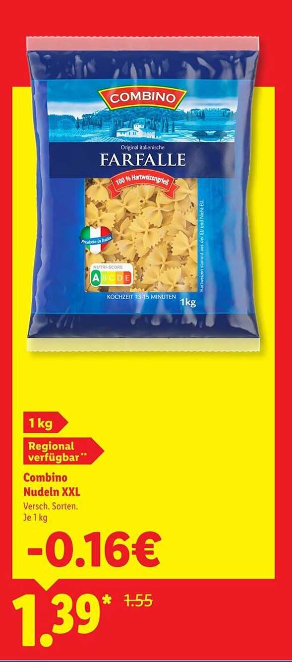 Combino Nudeln XXL Versch. Sorten. Je 1 kg