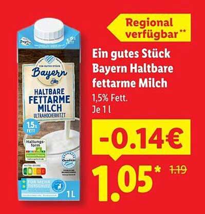 Ein gutes Stück Bayern Haltbare fettarme Milch