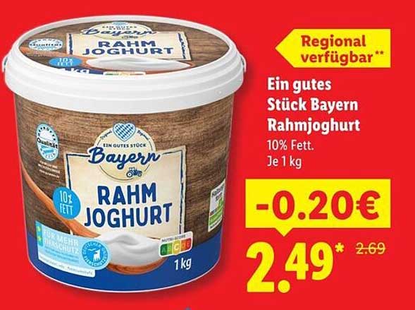 Ein gutes Stück Bayern Rahmjoghurt 10% Fett. Je 1 kg