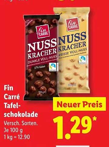 Fin Carré Tafelschokolade Versch. Sorten.
