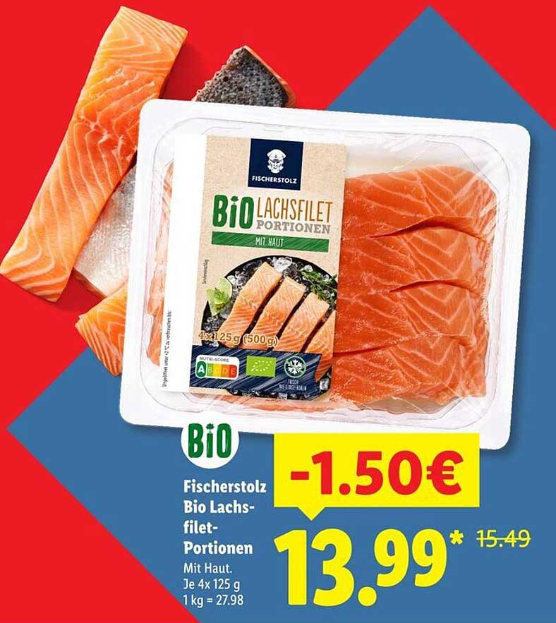 Fischerstolz Bio Lachsfilet-Portionen Mit Haut. Je 4x 125 g