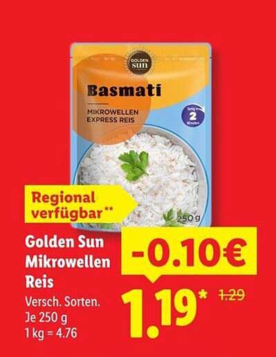 Golden Sun Mikrowellen Reis Versch. Sorten Je 250 g