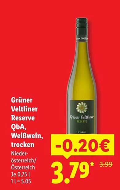 Grüner Veltliner Reserve QbA, Weißwein, trocken