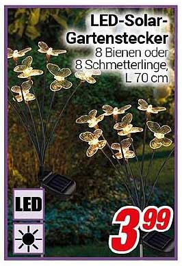 LED-Solar-Gartenstecker 8 Bienen oder 8 Schmetterlinge, L 70 cm