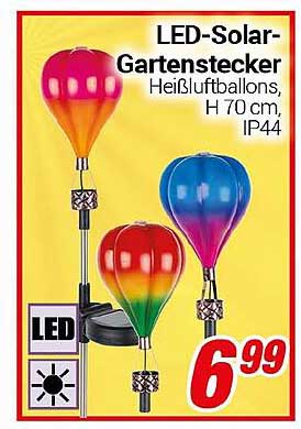 LED-Solar-Gartenstecker Heißluftballons, H 70 cm, IP44