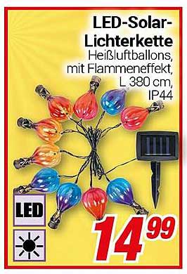 LED-Solar-Lichterkette Heißluftballons, mit Flammeneffekt, L 380 cm, IP44