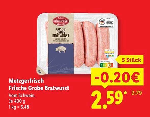 Metzgerfrisch Frische Grobe Bratwurst