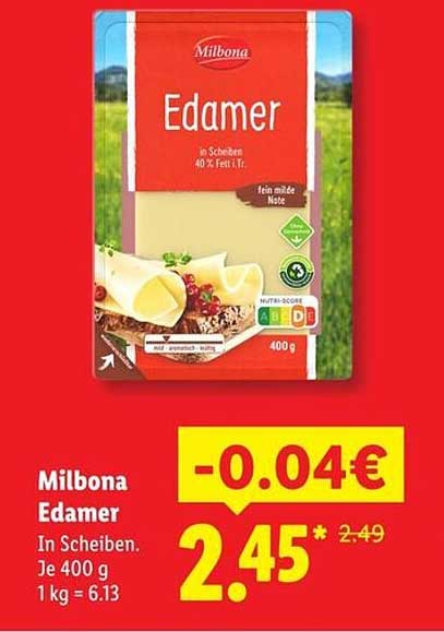 Milbona Edamer in Scheiben 400 g