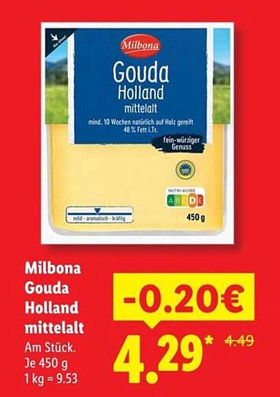 Milbona Gouda Holland mitteltalt