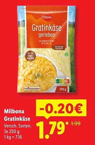 Milbona Gratin Käse