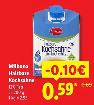 Milbona Haltbare Kochsahne