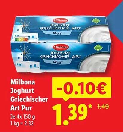 Milbona Joghurt Griechischer Art Pur