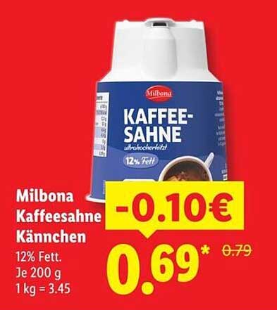 Milbona Kaffeesahne Kännchen