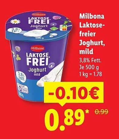 Milbona Laktose-freier Joghurt, mild