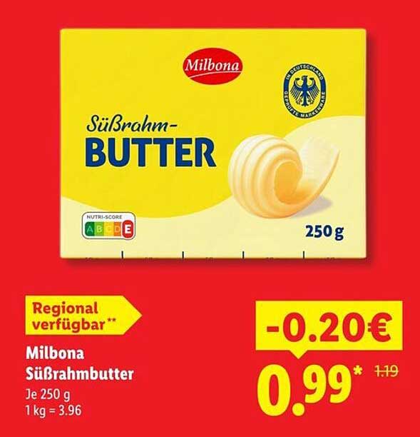 Milbona Süßrahmbutter