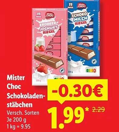 Mister Choc Schokoladenstäbchen Versch. Sorten Je 200 g