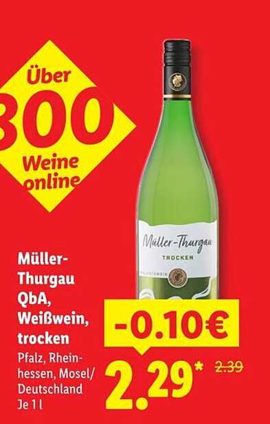 Müller-Thurgau QbA, Weißwein, trocken