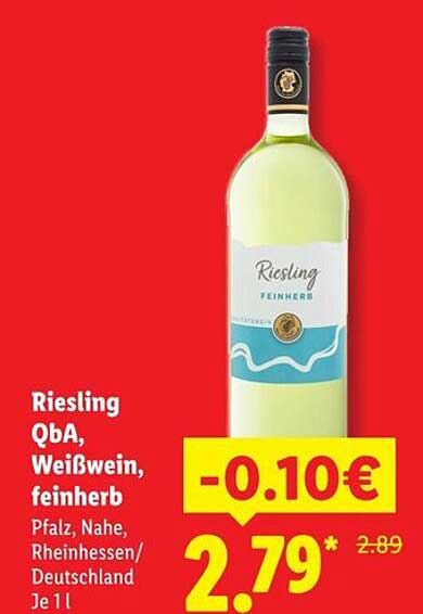 Riesling QbA, Weißwein, feinherb
