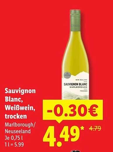 Sauvignon Blanc, Weißwein, trocken Marlborough/Neuseeland Je 0,75 l