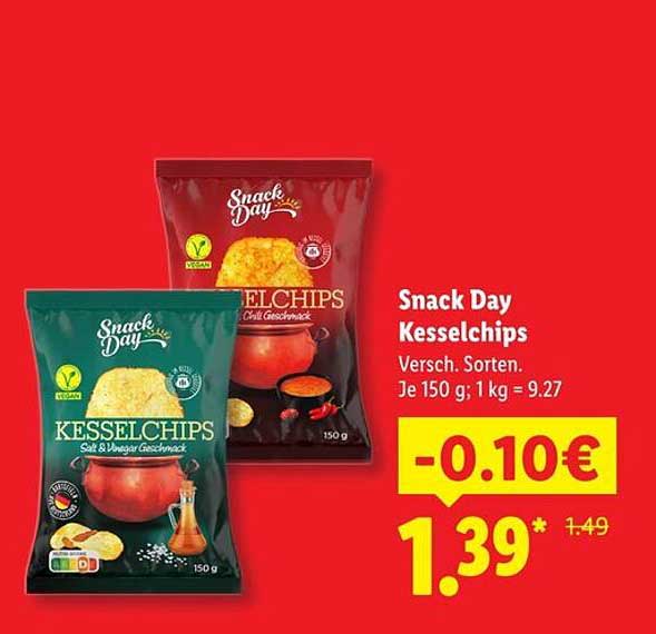 Snack Day Kesselchips Versch. Sorten.