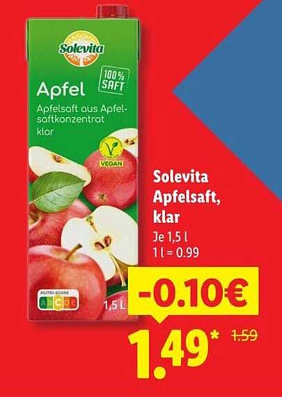 Solevita Apfelsaft, klar