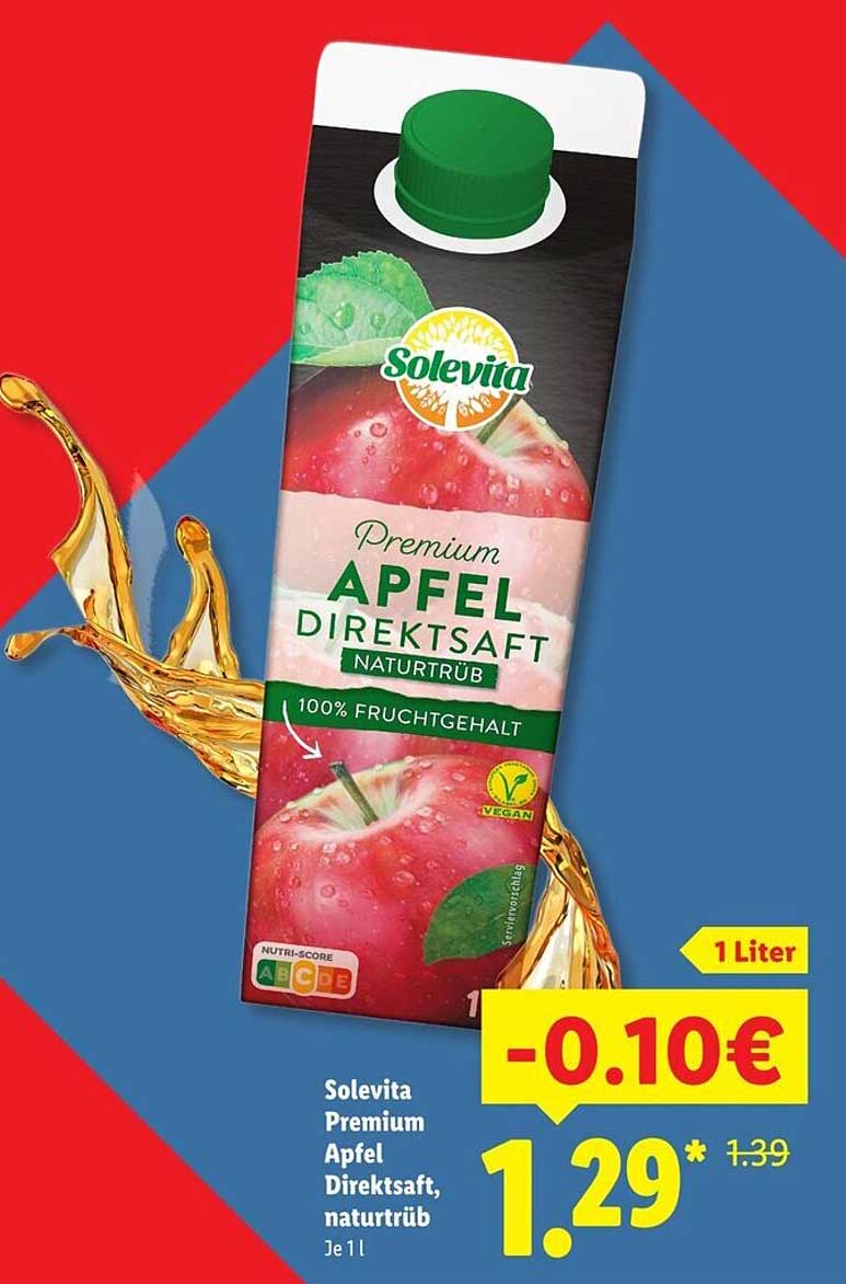 Solevita Premium Apfel Direktsaft, naturtrüb
