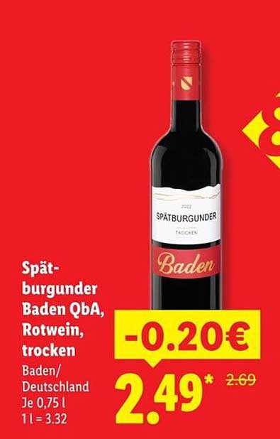 Spätburgunder Baden QbA, Rotwein, trocken