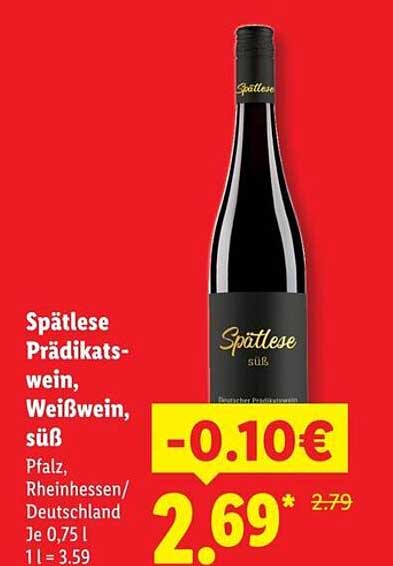 Spätlese Prädikatswein, Weißwein, süß