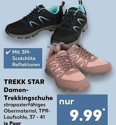 TREKK STAR Damen-Trekkingschuhe strapazierfähiges Obermaterial, TPR-Laufsohle, 37 - 41 je Paar