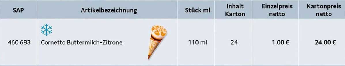 Cornetto Buttermilch-Zitrone