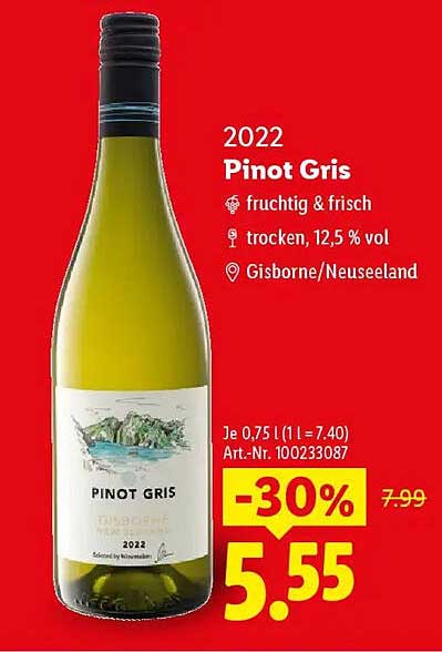 2022 Pinot Gris fruchtig & frisch trocken, 12,5 % vol