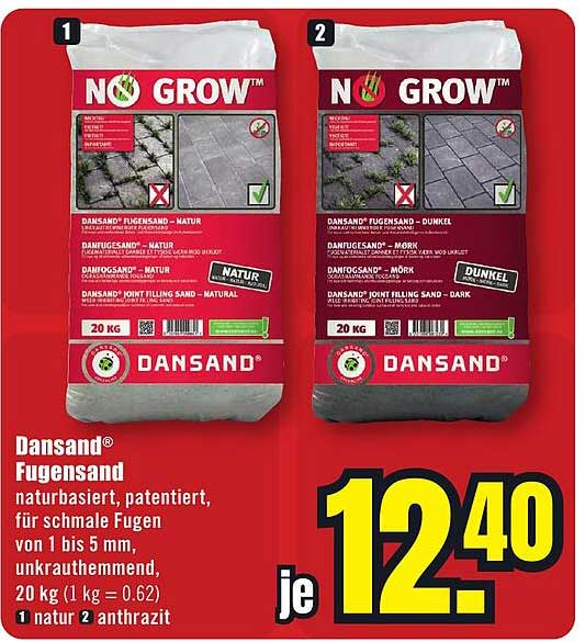 Dansand® Fugensand naturbasiert, patentiert, für schmale Fugen von 1 bis 5 mm, unkrauthemmend, 20 kg