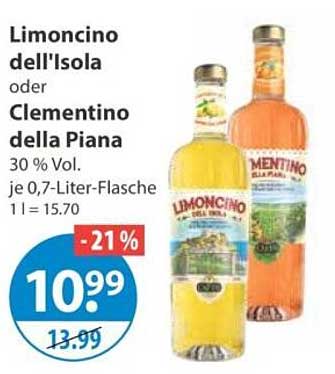 Limoncino dell'Isola oder Clementino della Piana 30 % Vol. je 0,7-Liter-Flasche