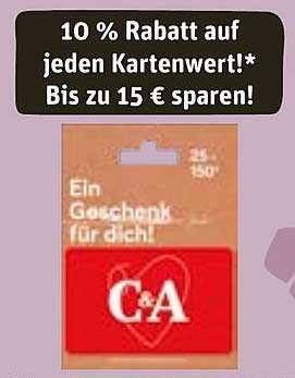 10 % Rabatt auf jeden Kartenwert bei C&A – Bis zu 15 € sparen!