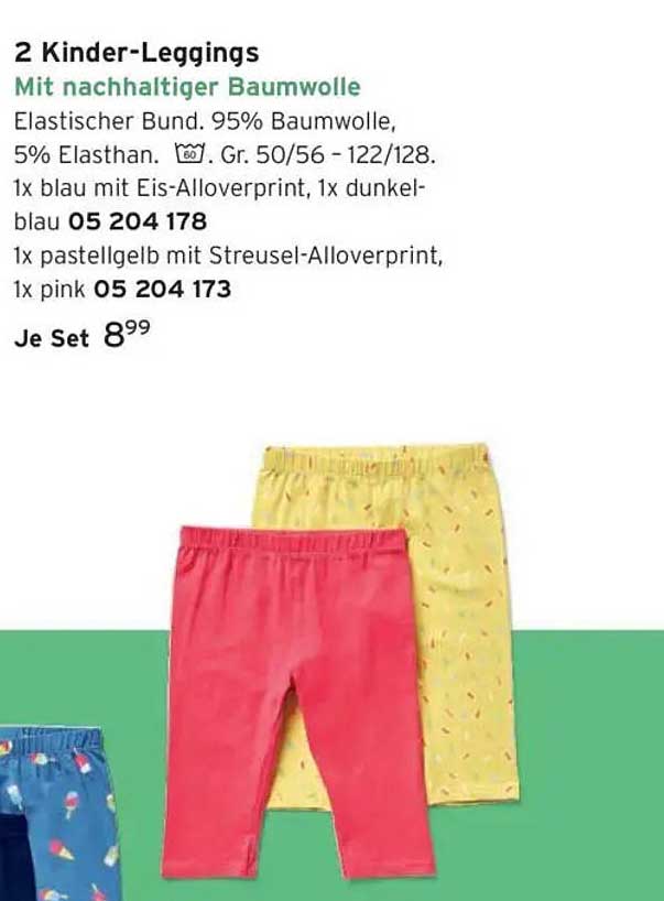 2 Kinder-Leggings mit nachhaltiger Baumwolle