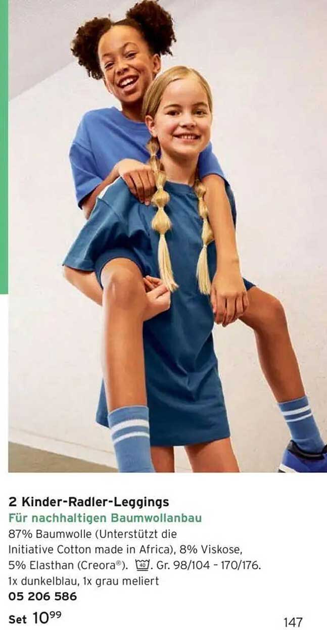 2 Kinder-Radler-Leggings für nachhaltigen Baumwollanbau