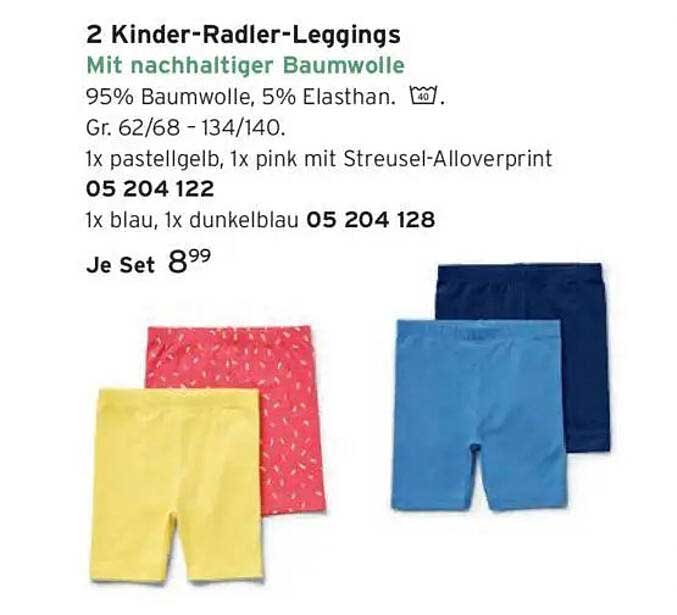 2 Kinder-Radler-Leggings mit nachhaltiger Baumwolle