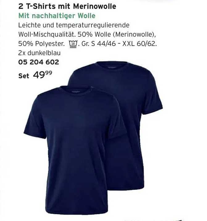 2 T-Shirts mit Merinowolle