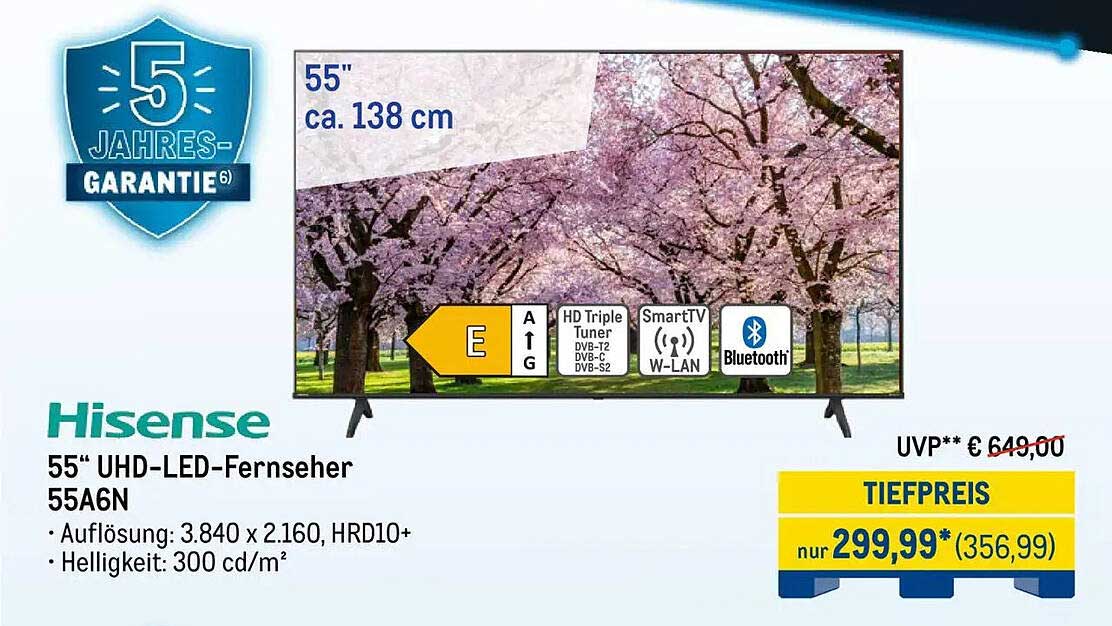 55" UHD-LED-Fernseher 55A6N von Hisense